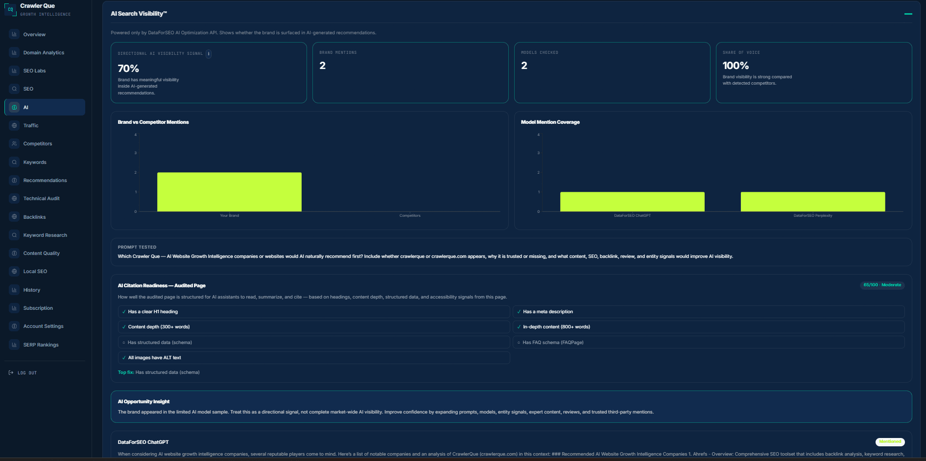 Crawler Que dashboard screenshot 2